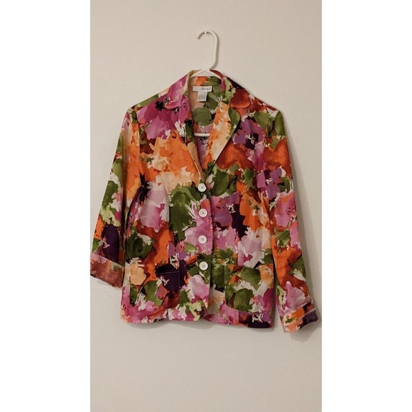 Jackets & Blazers - Speigel Linen Jacket Floral Size 6